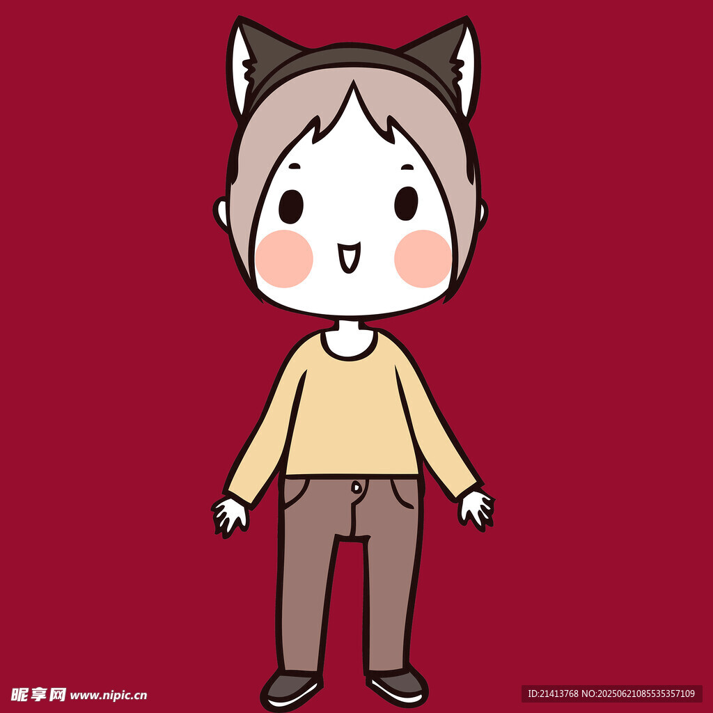 戴猫耳的可爱卡通人物