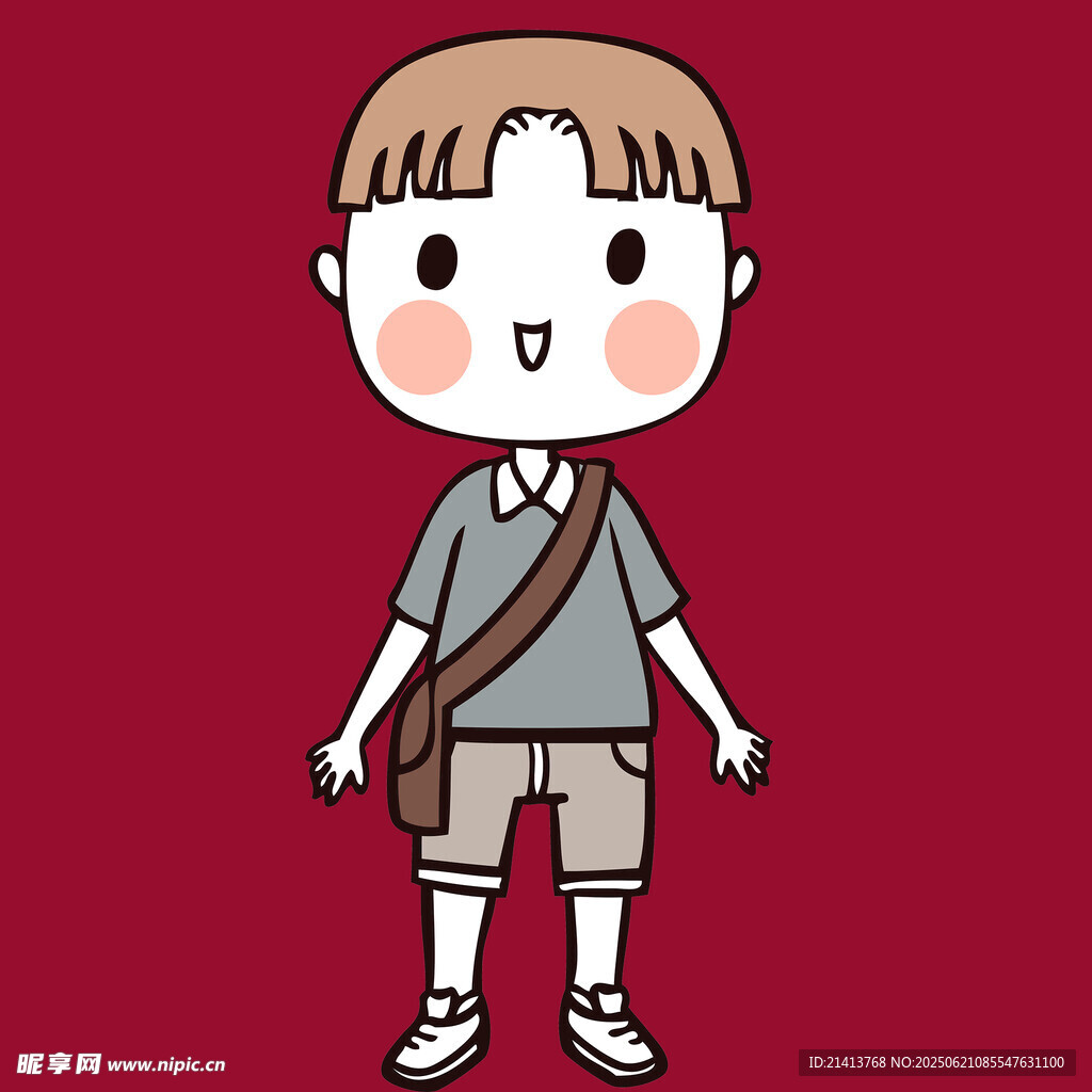 背着包的可爱小男孩