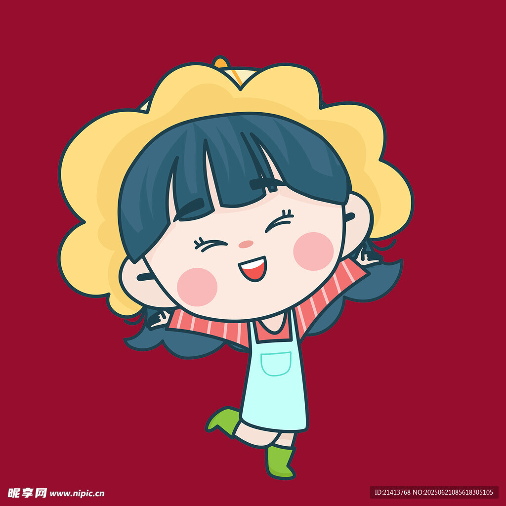 快乐扎辫女孩