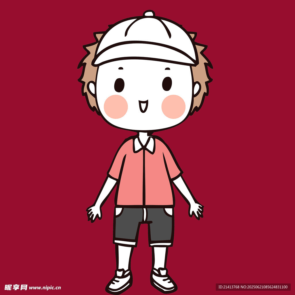 戴帽红衣卡通小男孩