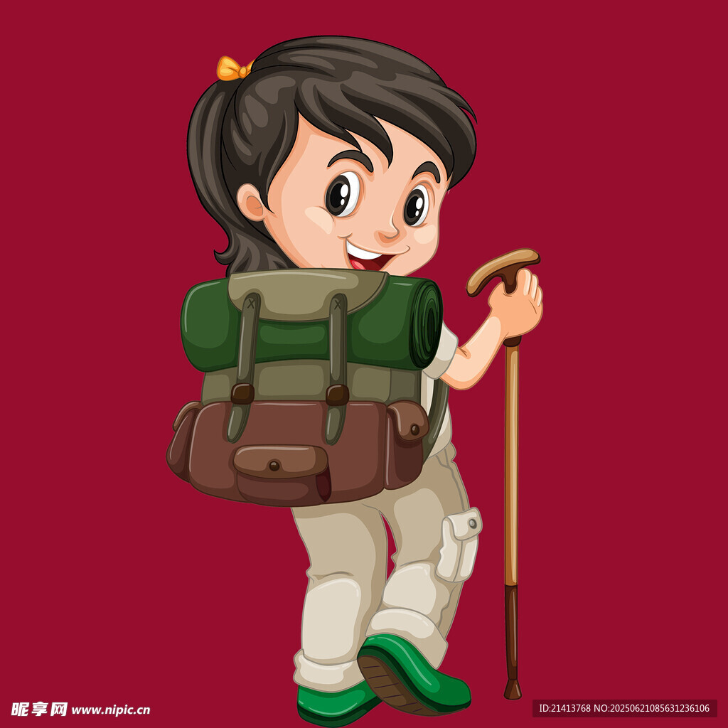 背包女孩准备徒步旅行