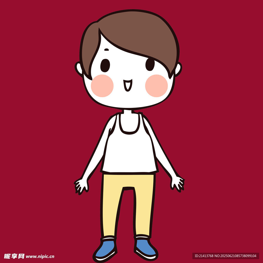 卡通风格站立的可爱小男孩