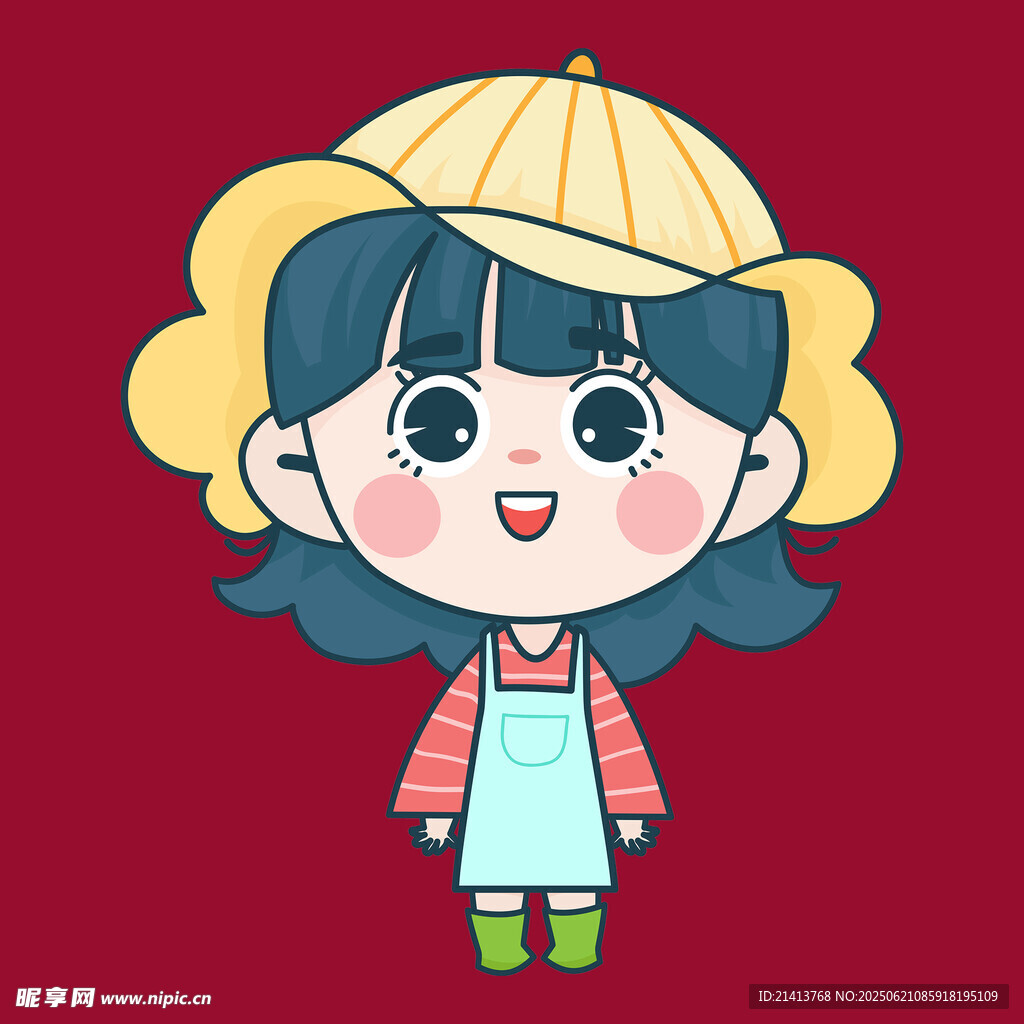 戴帽卡通女孩 俏皮可爱