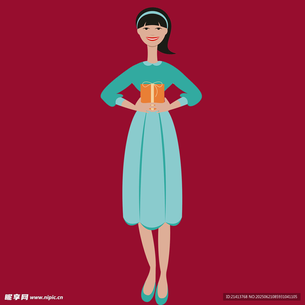 复古风女子手持物品造型