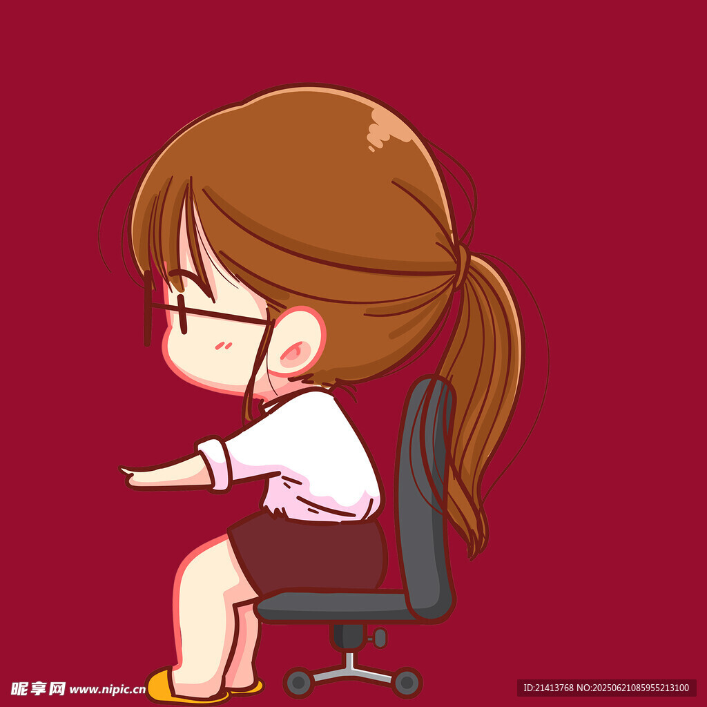 办公女孩坐姿可爱