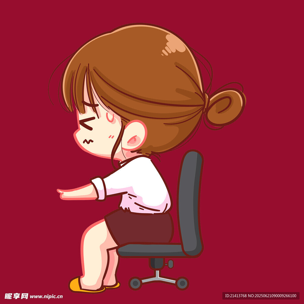 办公女孩伸懒腰放松时刻