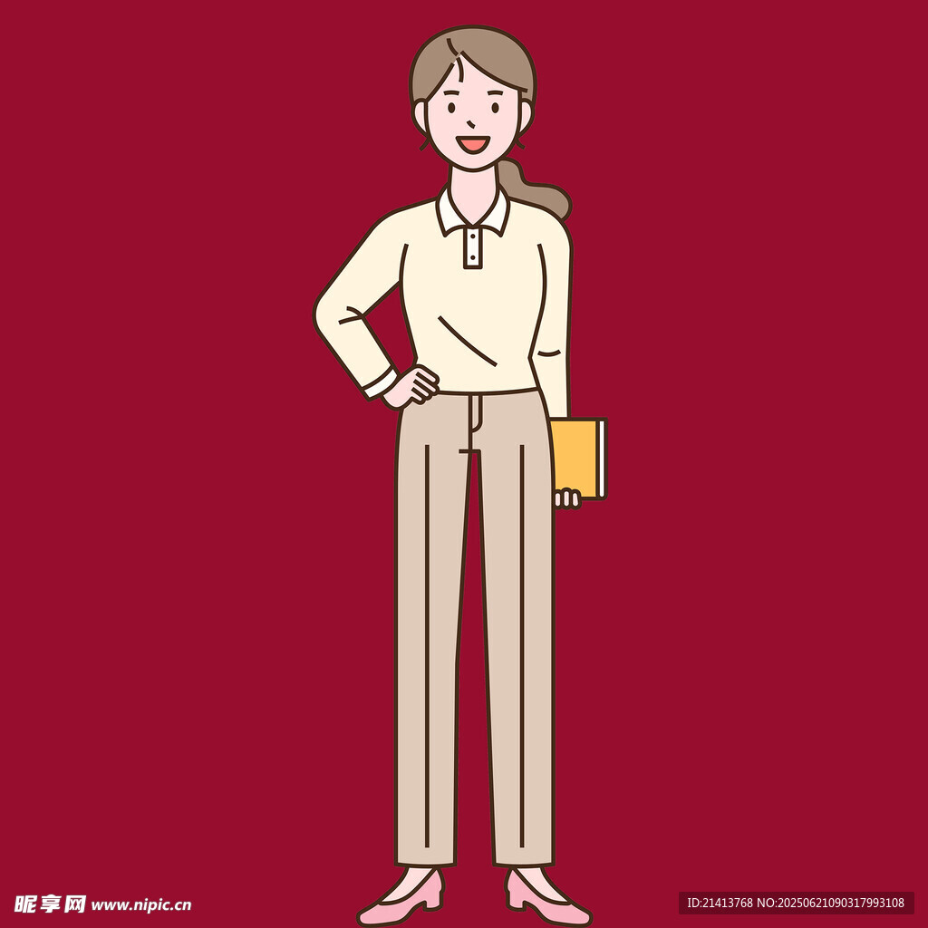 职业女性手持文件夹形象