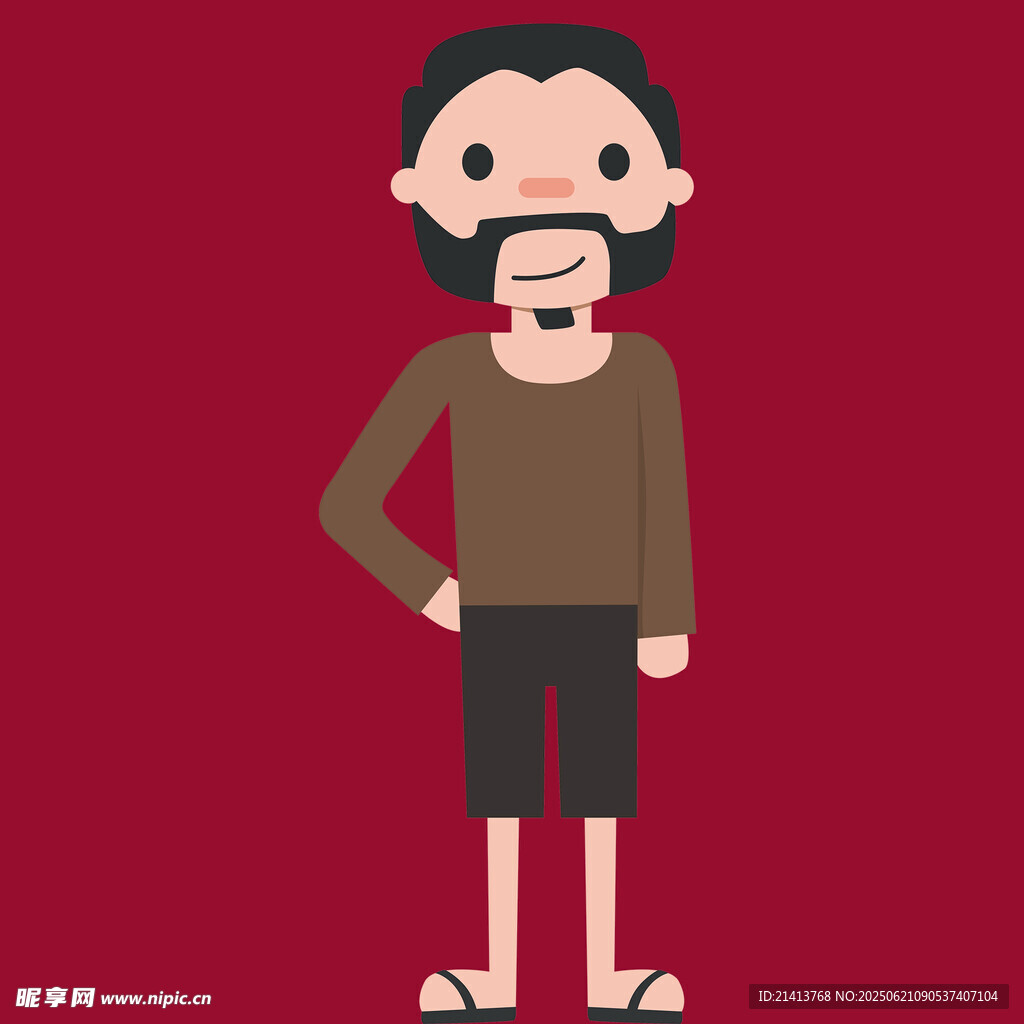 卡通风格留须男子形象
