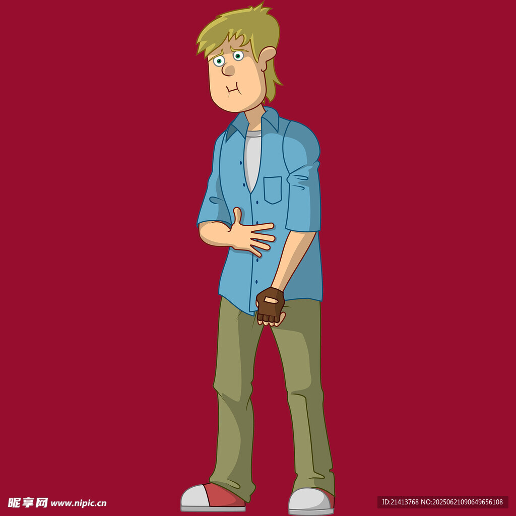 穿蓝衬衫的休闲风卡通男子