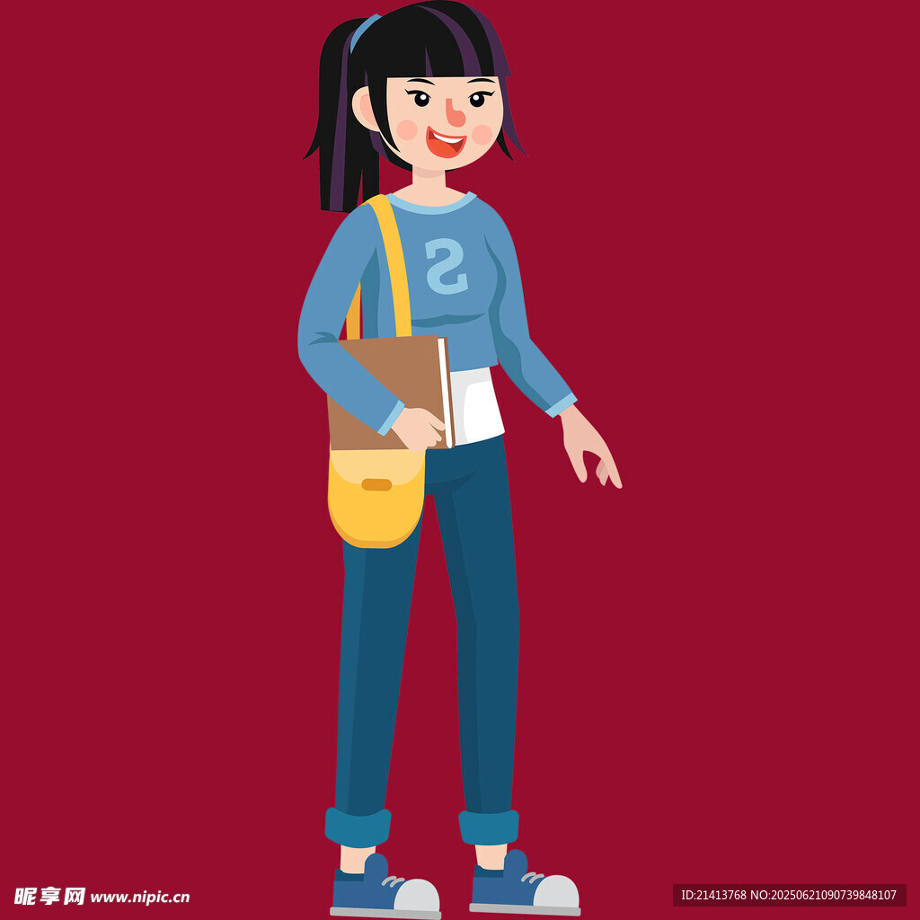 时尚休闲装扮的年轻女孩
