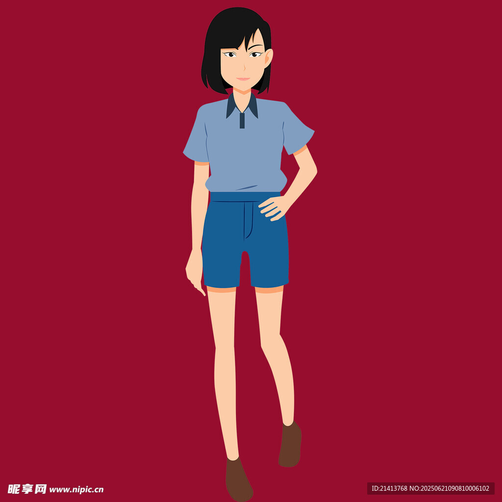穿制服的短发女孩