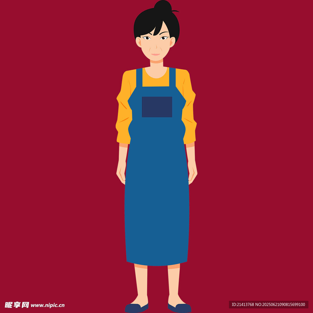 穿蓝色背带裙的女性