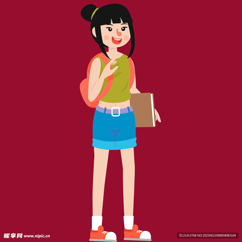 背着书包的青春女学生