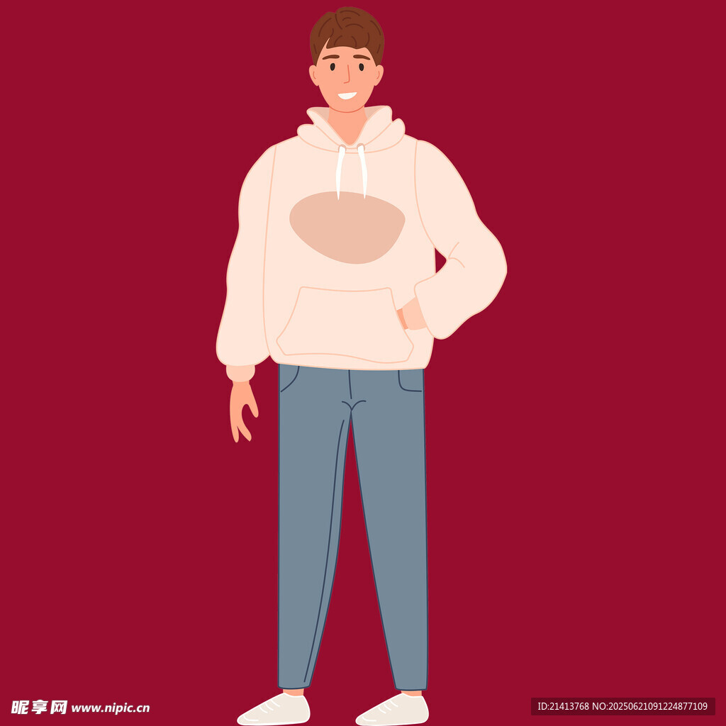 穿卫衣的时尚男士形象