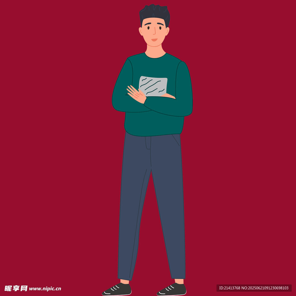手持平板的休闲男子