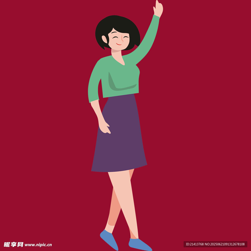 挥手的时尚女性