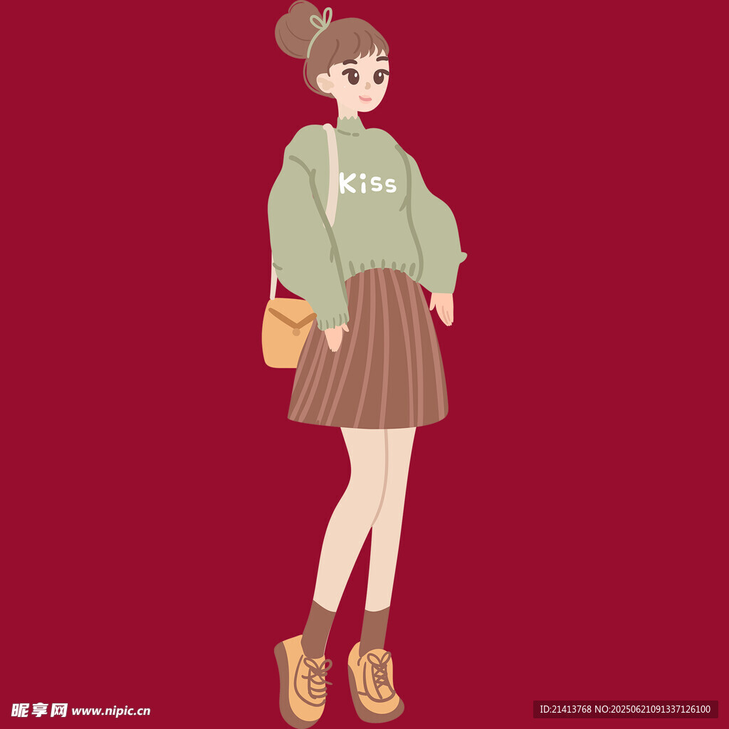 时尚女孩穿搭插画