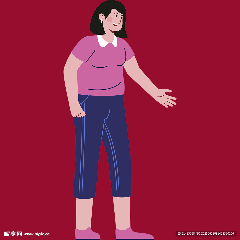 站立挥手的休闲装扮女性