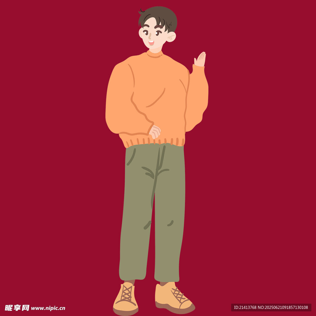 休闲男子俏皮手势示意
