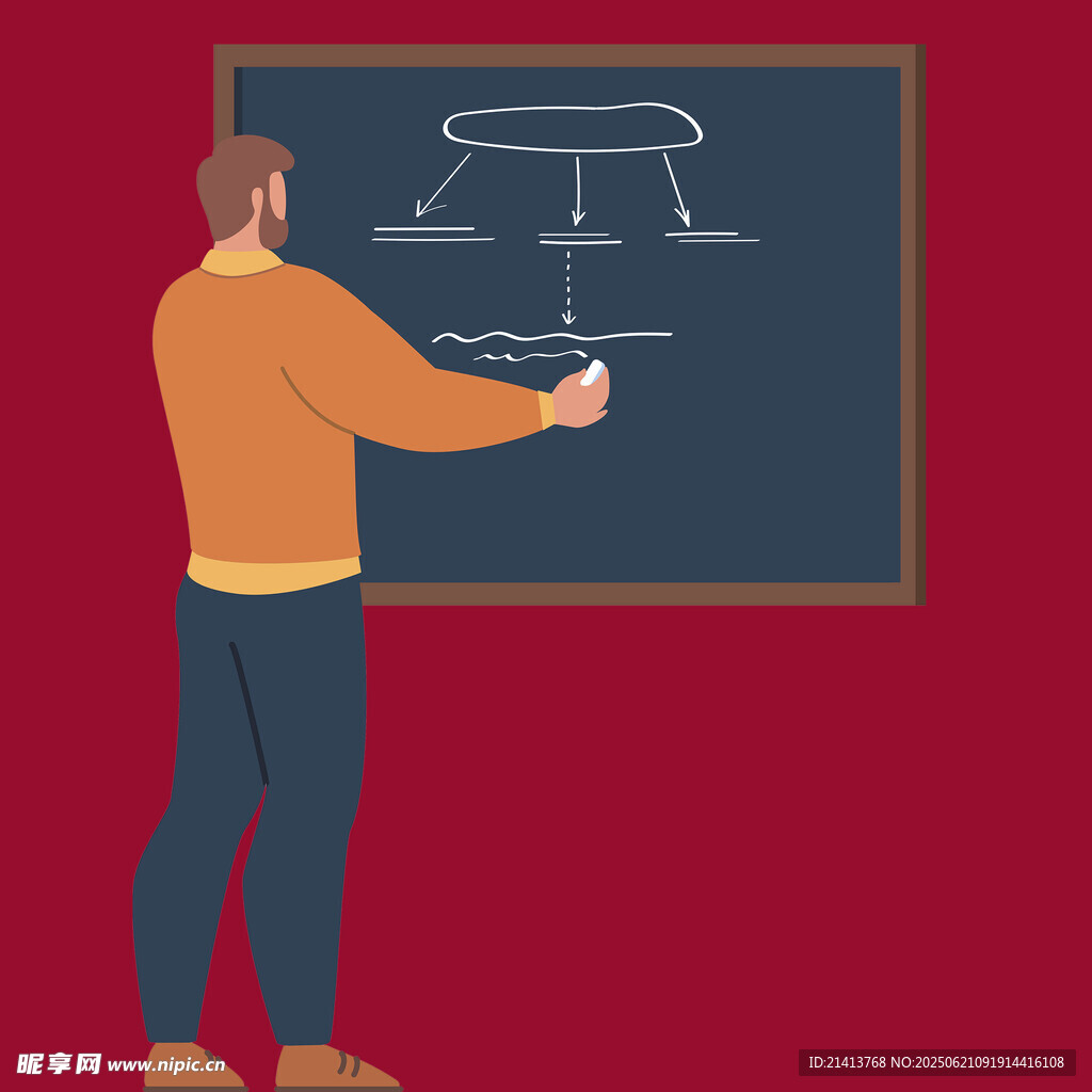 教师黑板前讲解科学图示