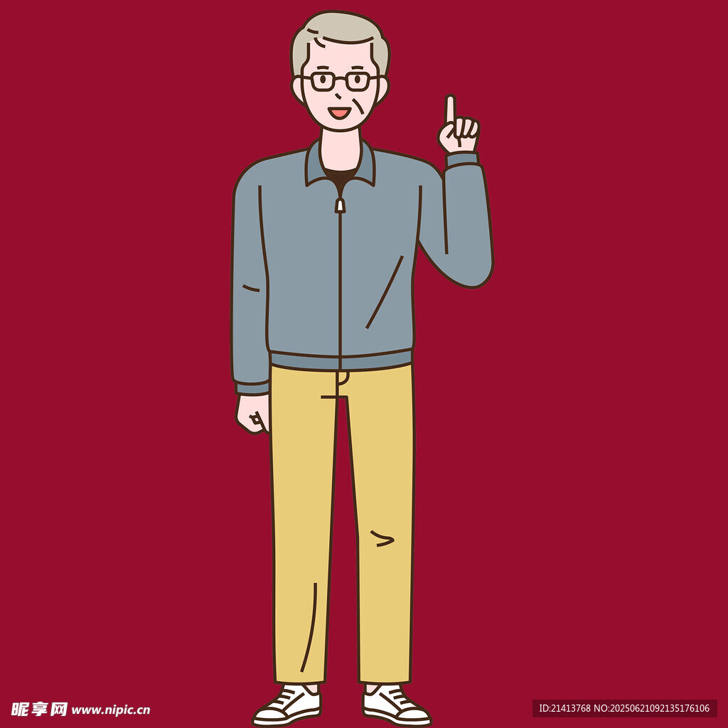 微笑老人竖指示意
