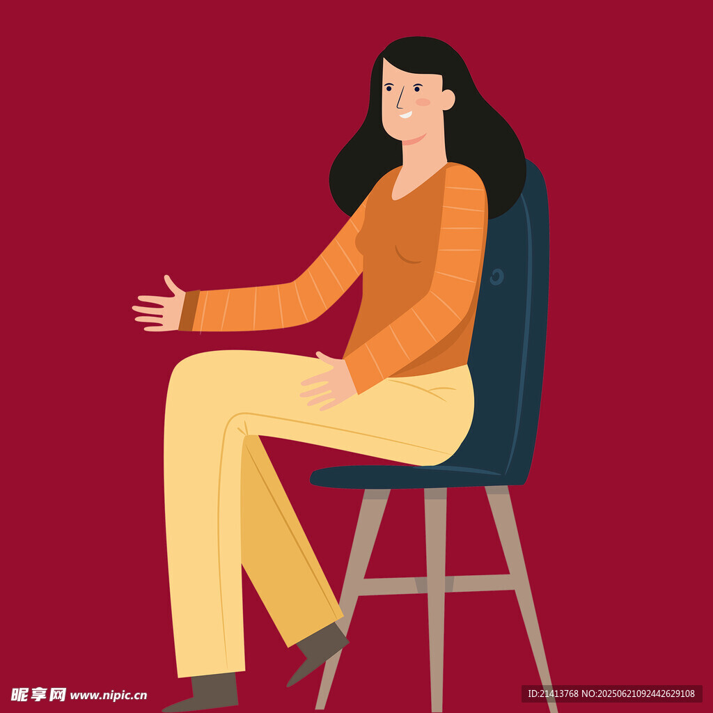 坐着的女士做手势示意