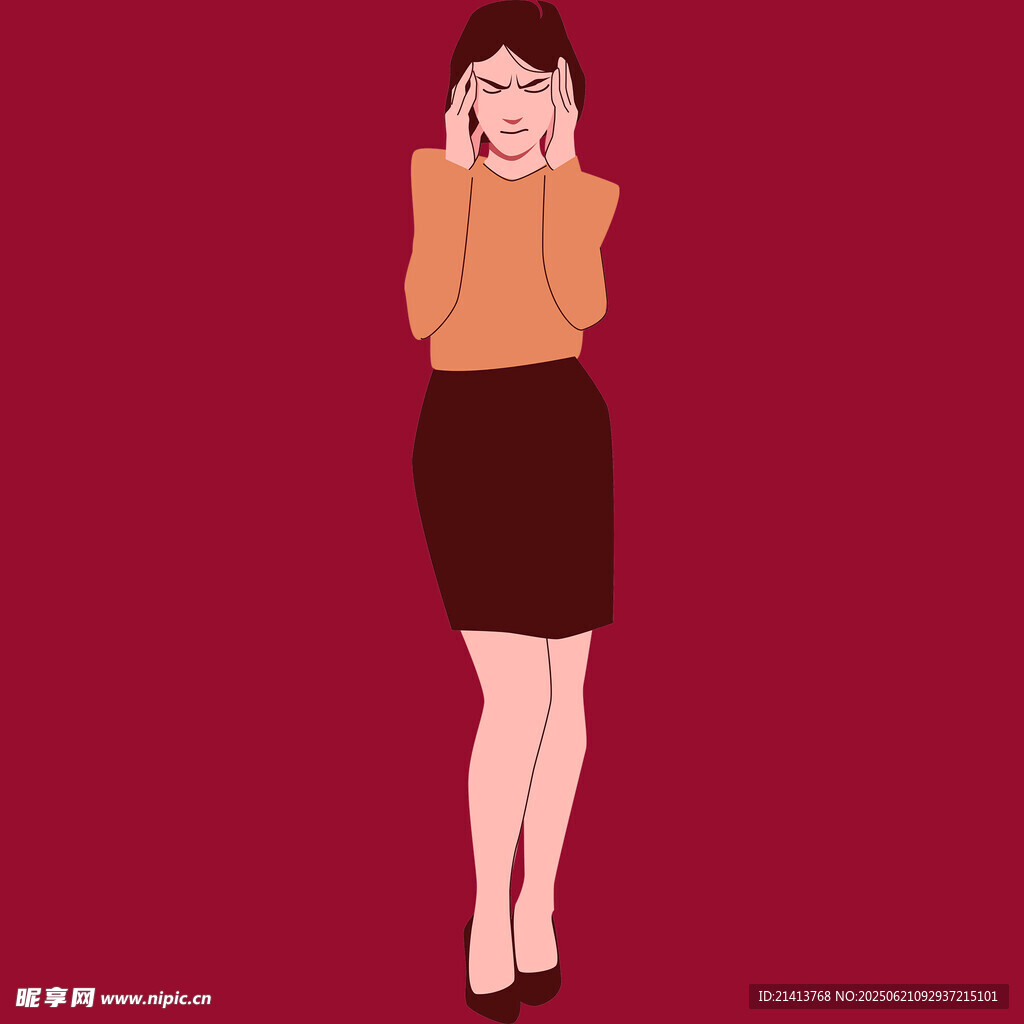 红衣女子捂嘴微笑姿态