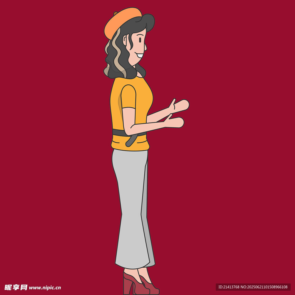 时尚女子侧身姿态展示