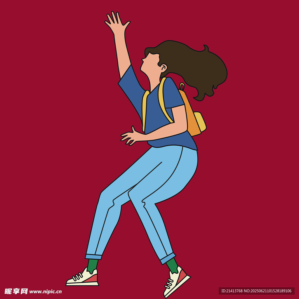 活力少女欢快跳跃