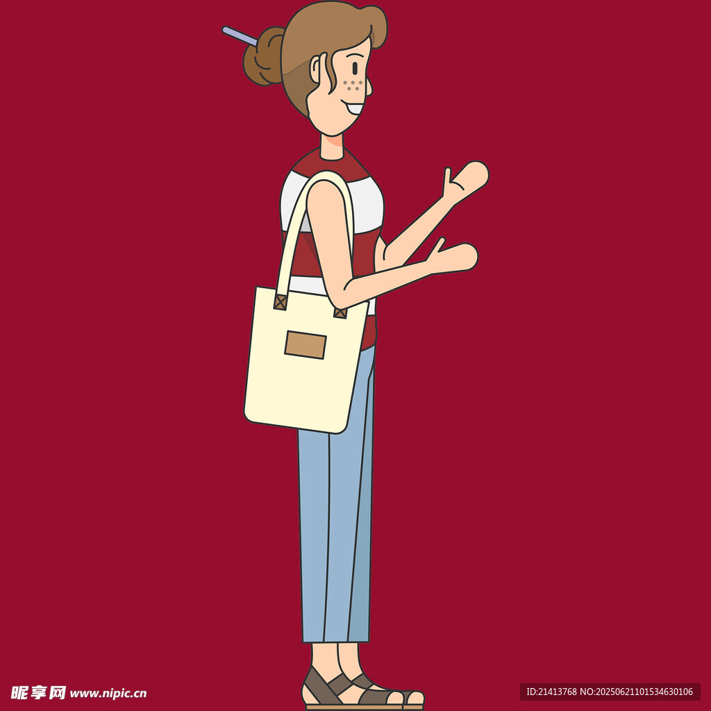 时尚女孩手提包休闲姿态