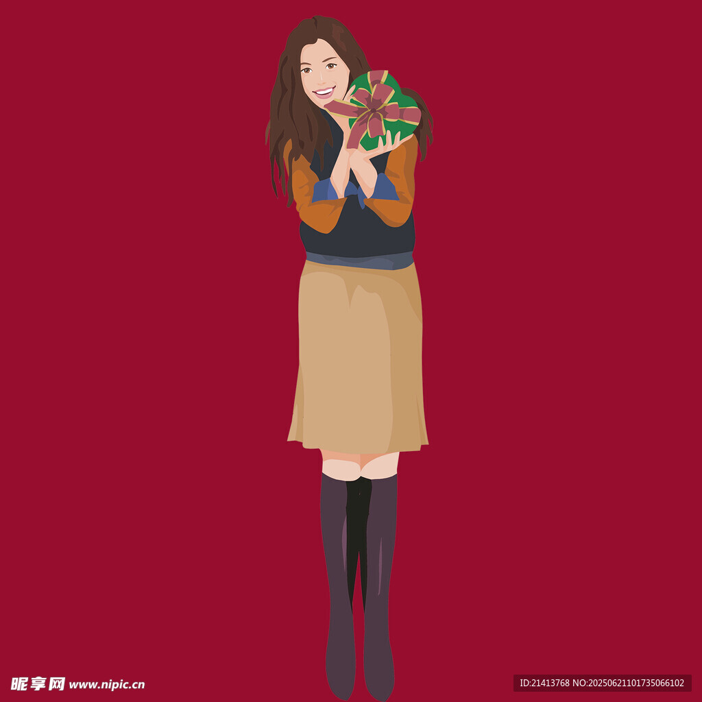 手持花束的时尚女子
