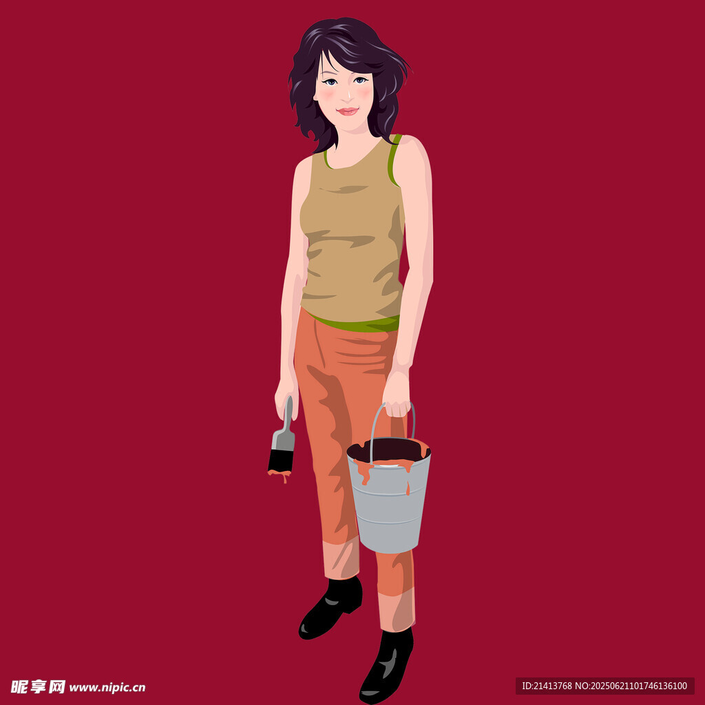 提桶女孩形象设计