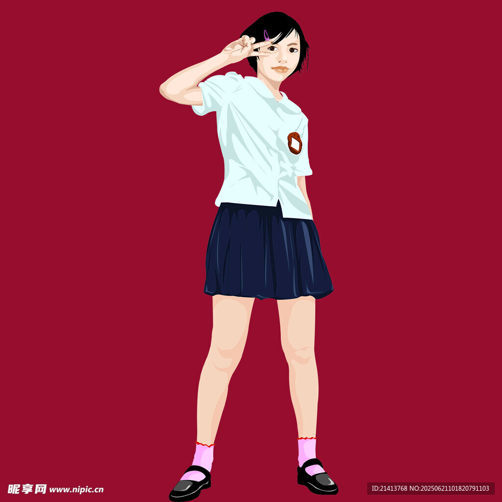 青春少女敬礼造型