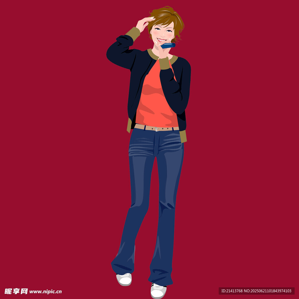 时尚女孩的个性穿搭展示