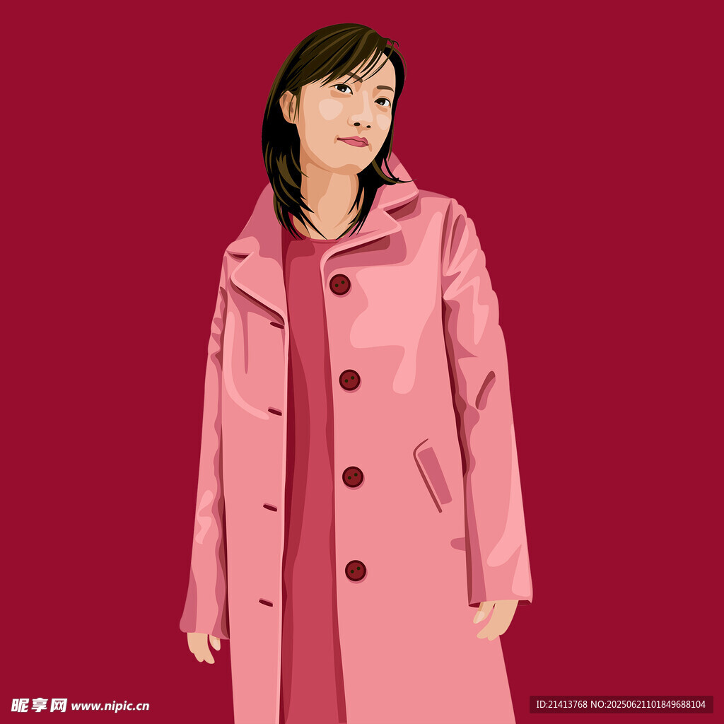 粉色长款风衣时尚女性