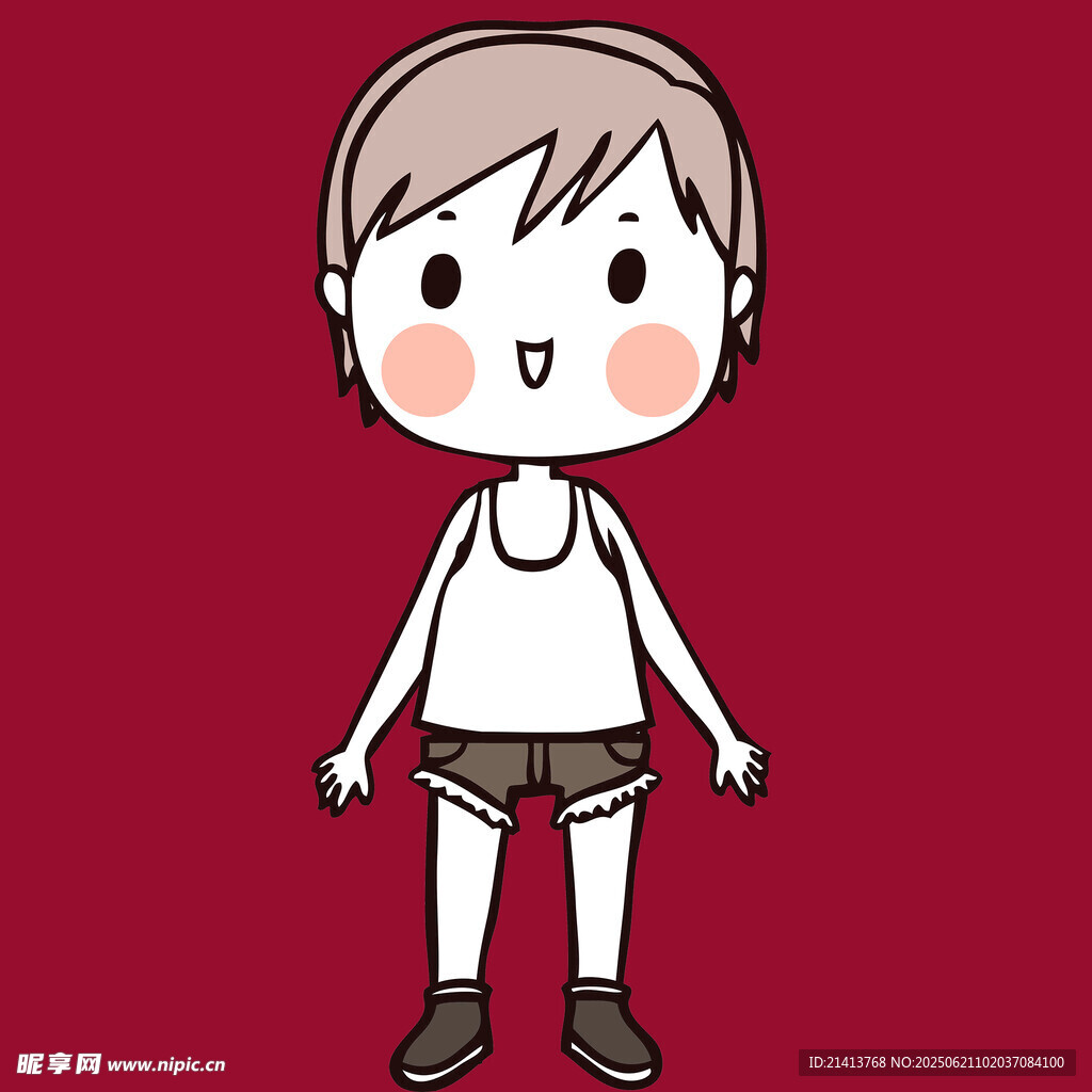 卡通短发女孩运动装扮