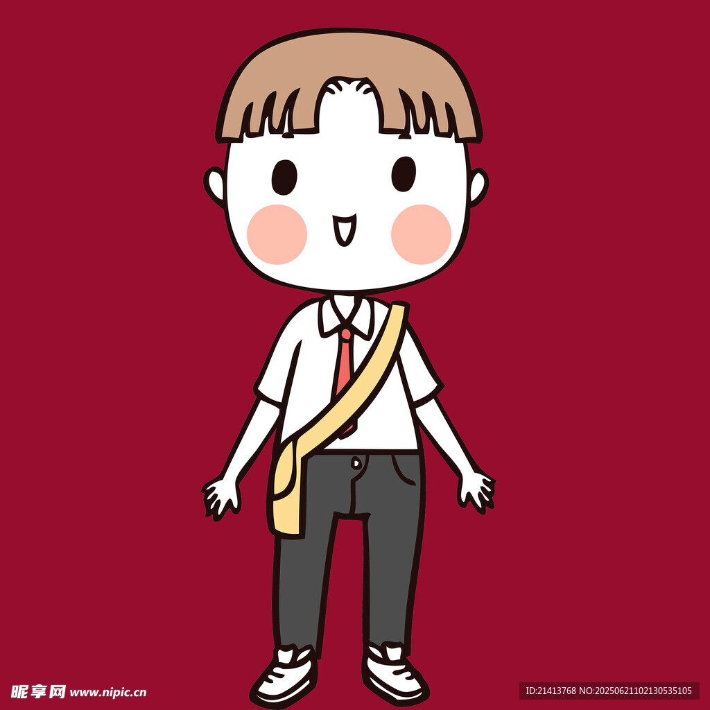 背着斜挎包的可爱小男孩