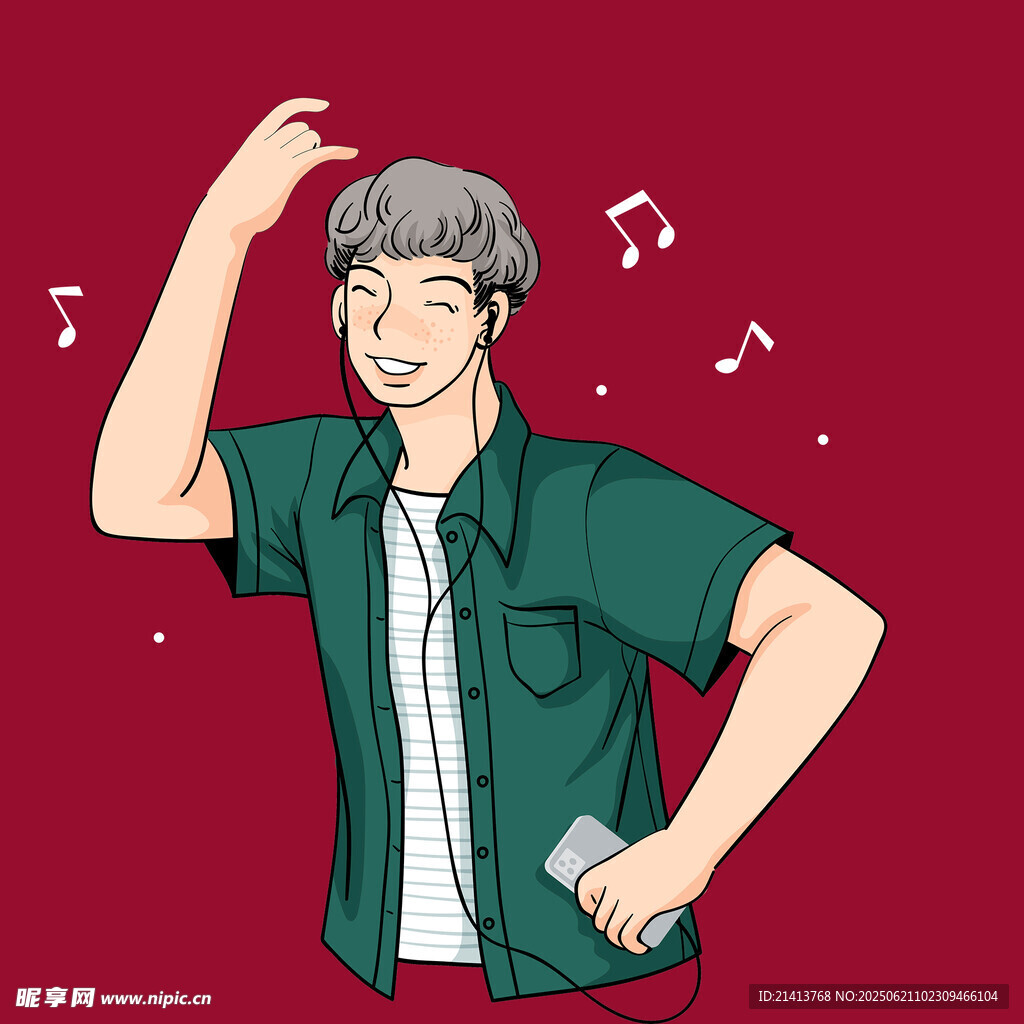 帅气男生手持话筒欢乐歌唱