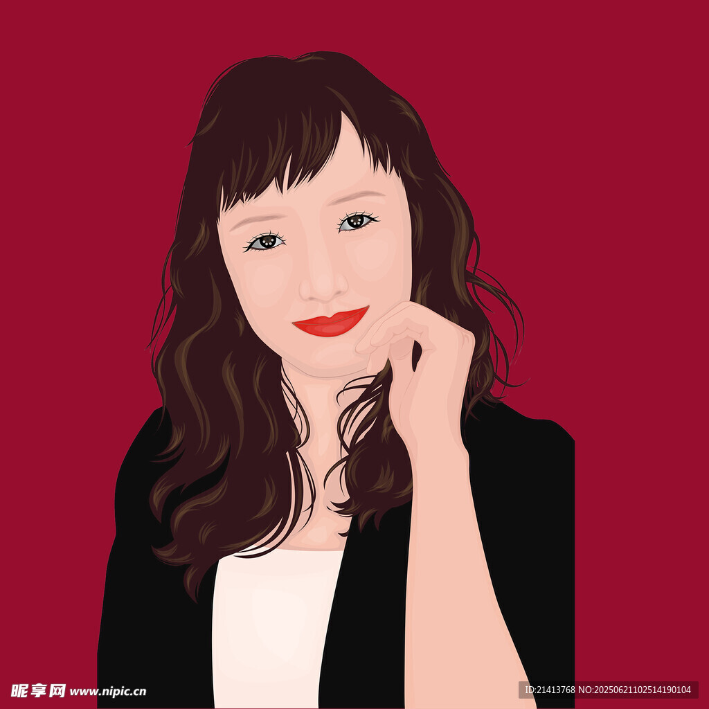 时尚卷发女性肖像