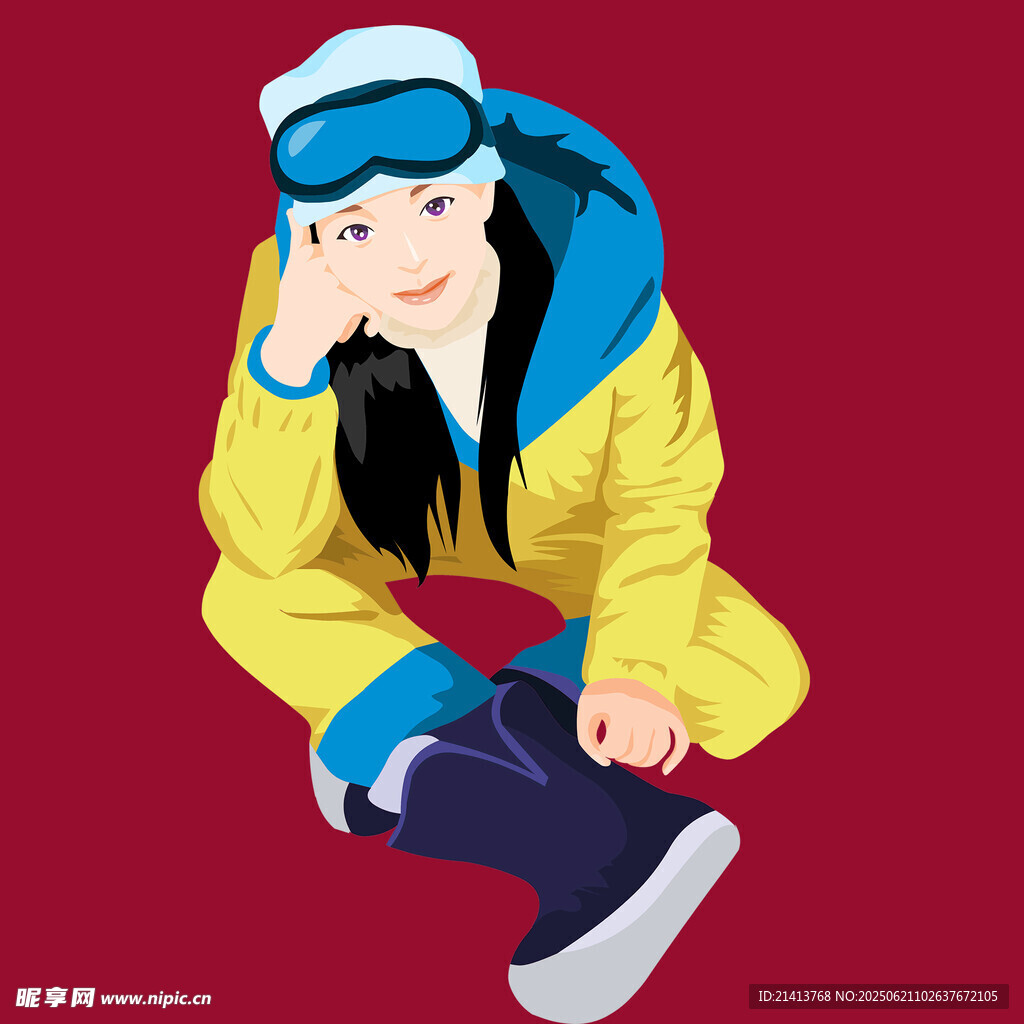 时尚滑雪装扮女孩