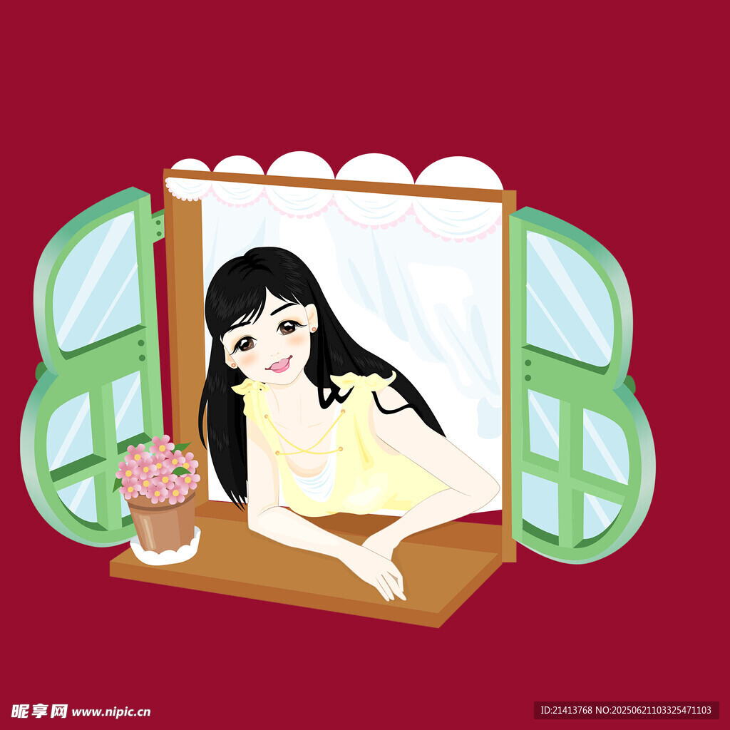 窗边少女与猫咪的温馨时刻
