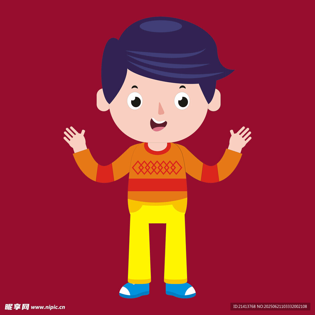 可爱男孩张开双手