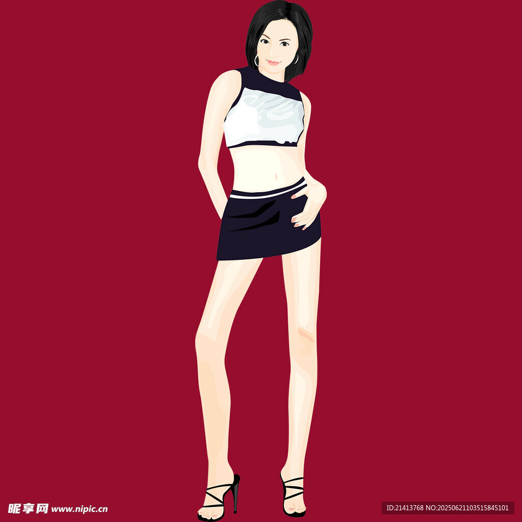 时尚短裙美女模特展示