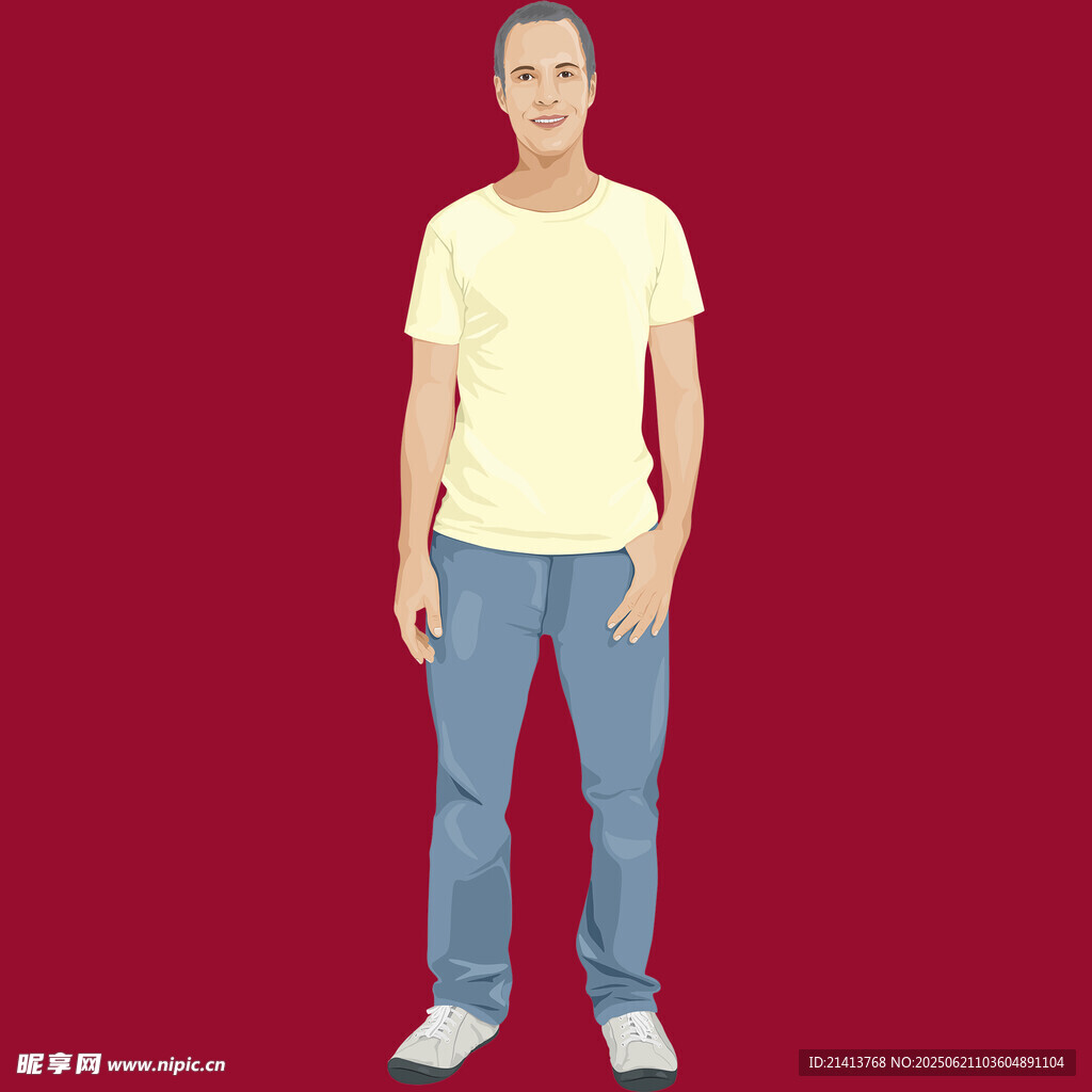 穿黄衣牛仔裤站立的人