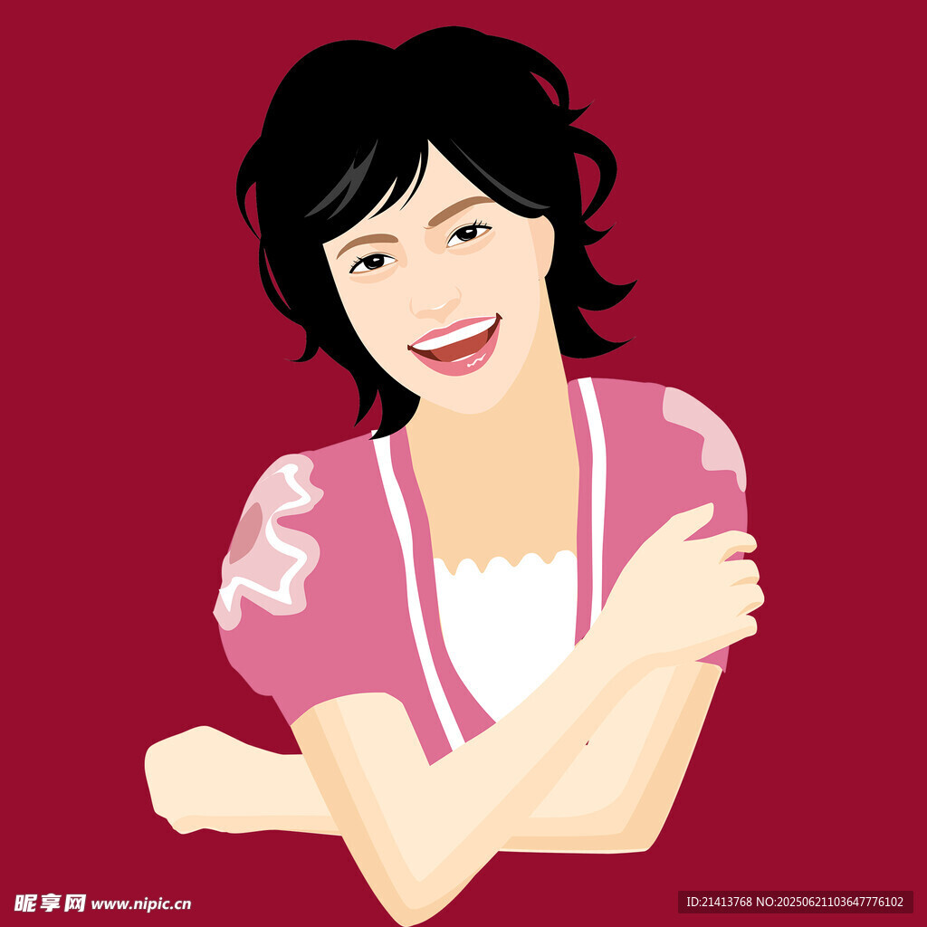 微笑红衣女士插画