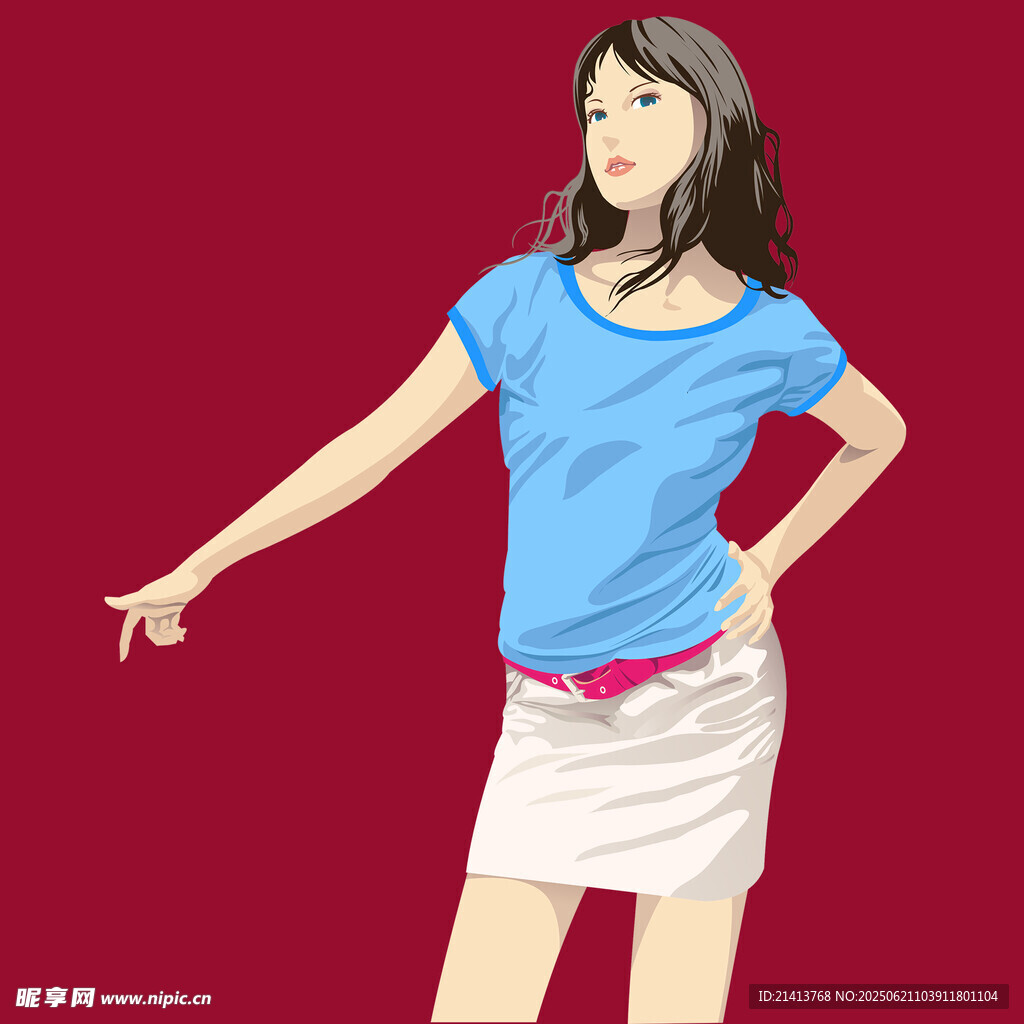 时尚女孩展示姿态