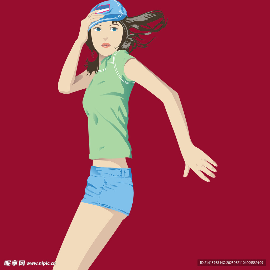 动感活力的动漫女孩形象