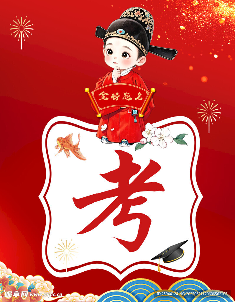 可乐贴纸 卡通状元送考祝福