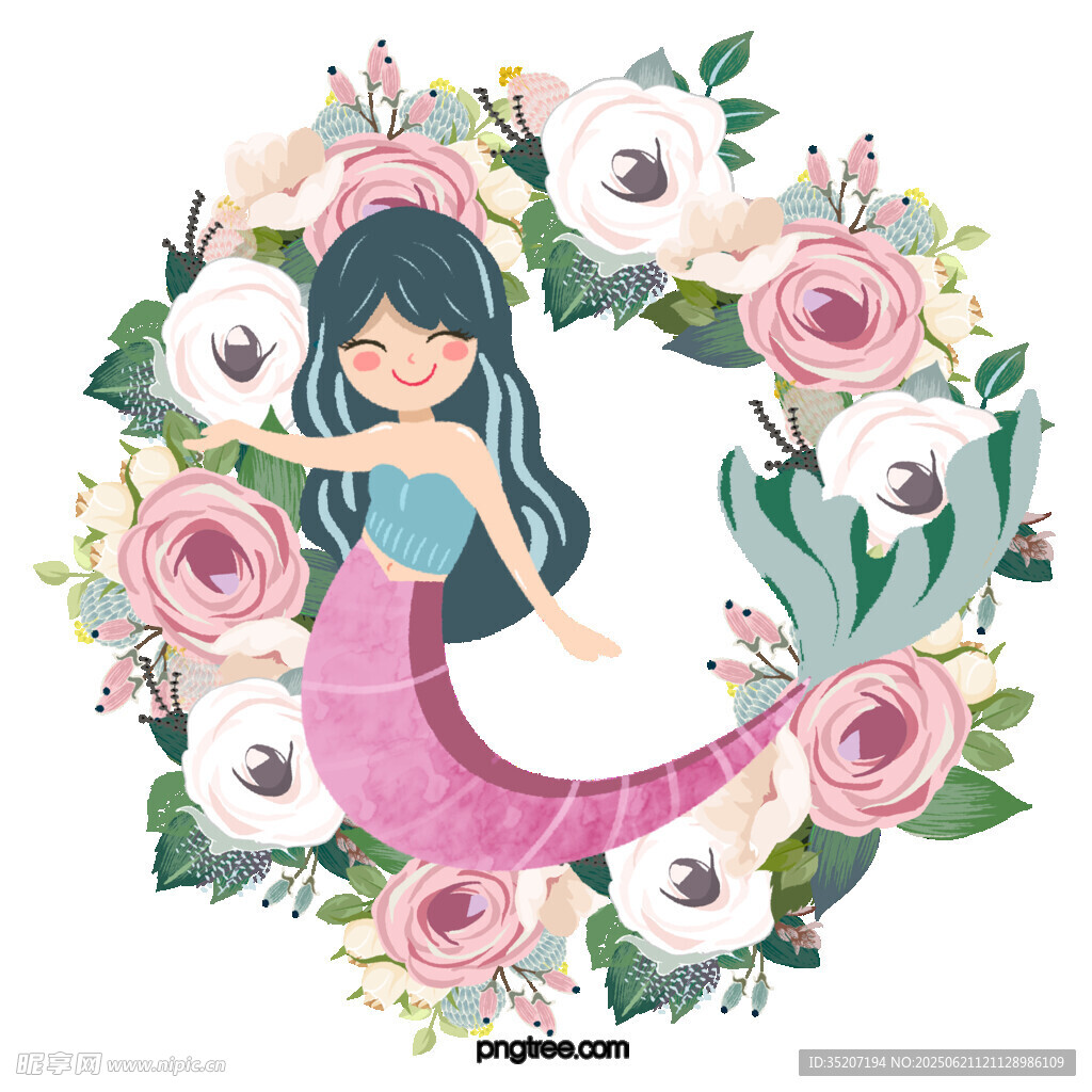 花环中的梦幻美人鱼