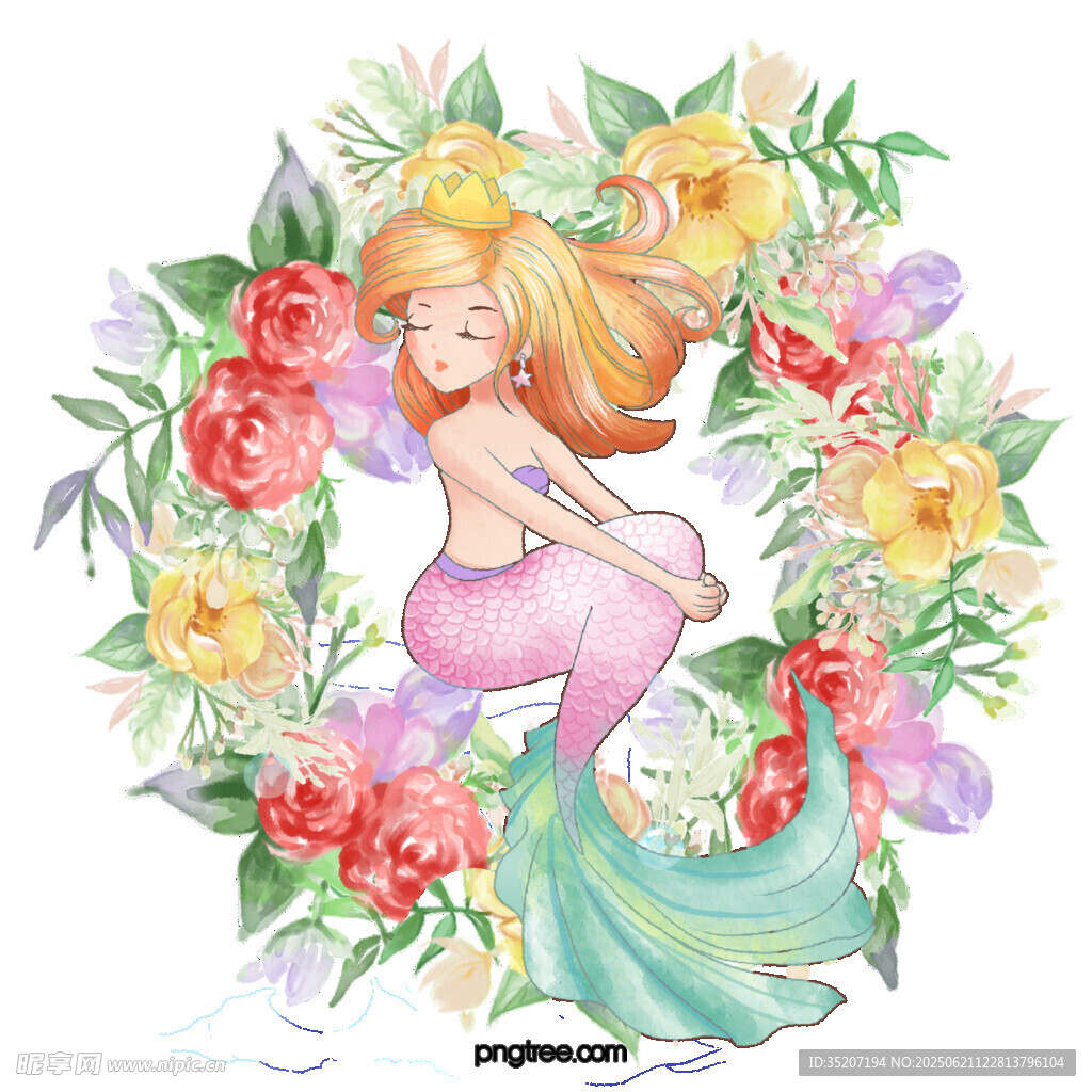 花环中的梦幻美人鱼